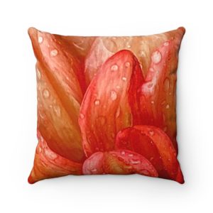 ORANGE DAHLIA Faux Suede Square Pillow Case