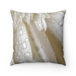 WHITE GERBER DAISY Faux Suede Square Pillow Case