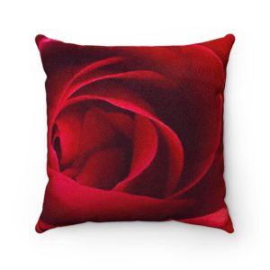 RED ROSE Faux Suede Square Pillow Case