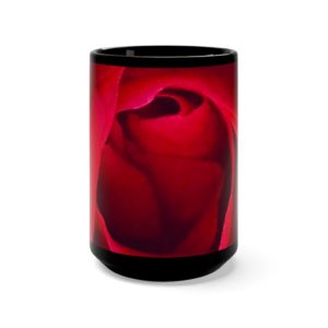 RED ROSE Black Mug 15oz