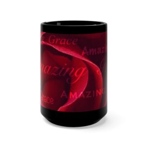 RED ROSE Hymn Collection Black Mug 15oz