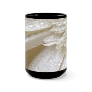 WHITE GERBER DAISY Black Mug 15oz