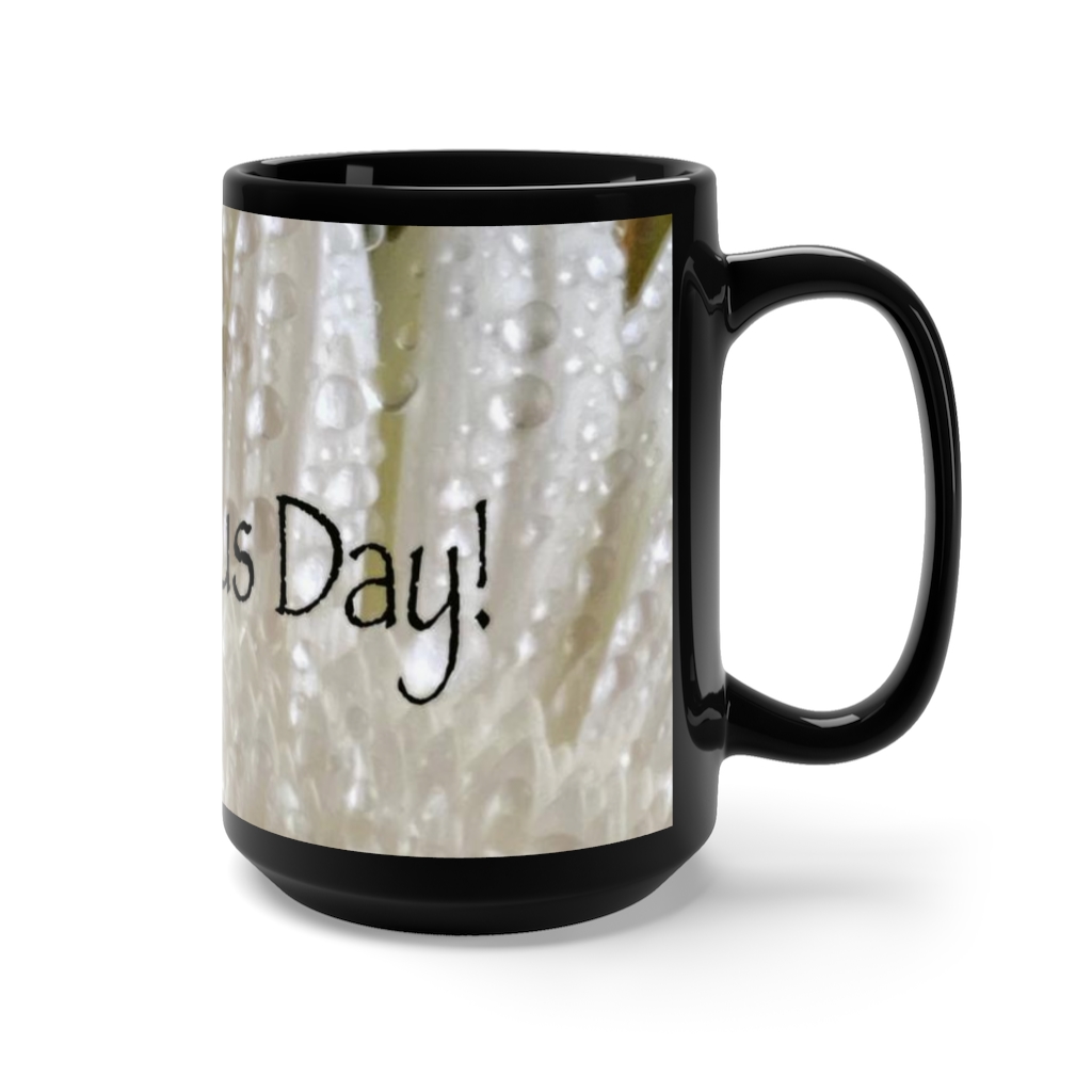 WHITE GERBER DAISY Hymn Collection Black Mug 15oz - Image 3