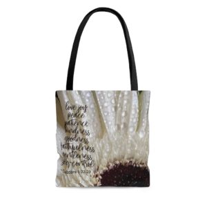 WHITE GERBER DAISY AOP Tote Bag