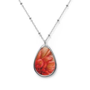 ORANGE DAHLIA Oval Necklace
