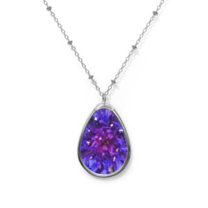 BLUE CORNFLOWER Oval Necklace